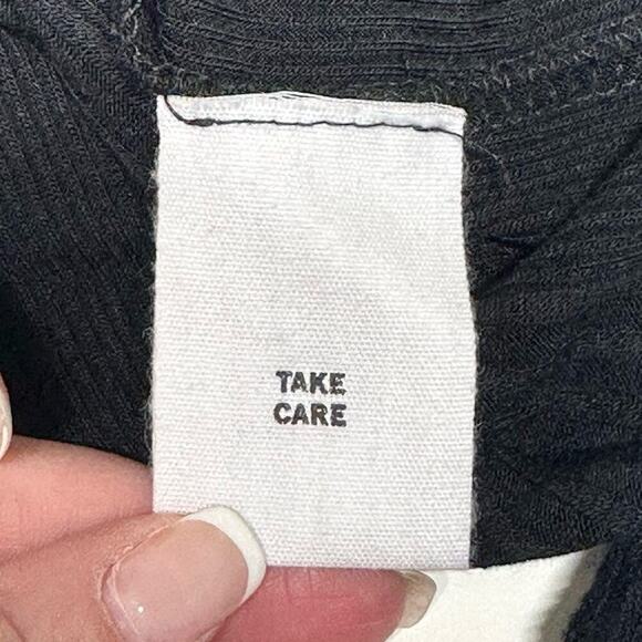 NWT | Avec Les Filles | Ribbed Scoop Neck Long Sleeve Top | Black | Medium - Picture 6 of 11